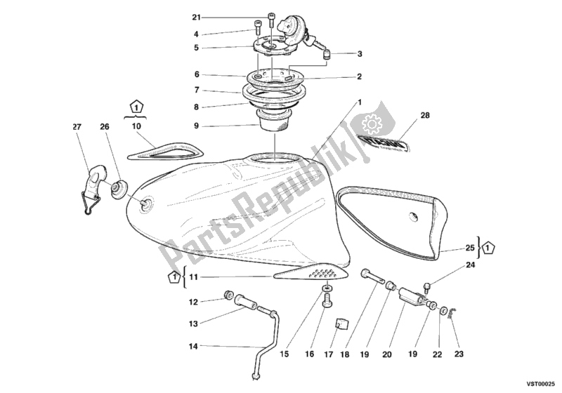 Tutte le parti per il Serbatoio Di Carburante del Ducati Supersport 750 SS 2000